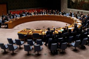 U.N. Security Council vote on a resolution to expand its North Korea blacklist at the U.N. headquarters in New York