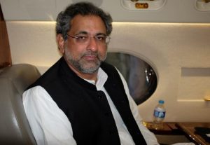 FILE PHOTO: Pakistan’s former Petroleum Minister Shahid Khaqan Abbasi poses for a photo during an interview with Reuters in Jhang
