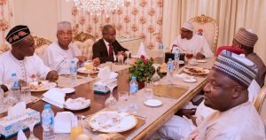Buhari-hosts-Saraki-Dofara-Others-TVCNews