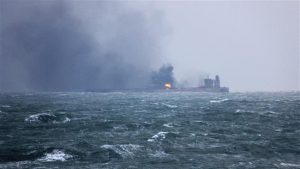 Oil ablaze