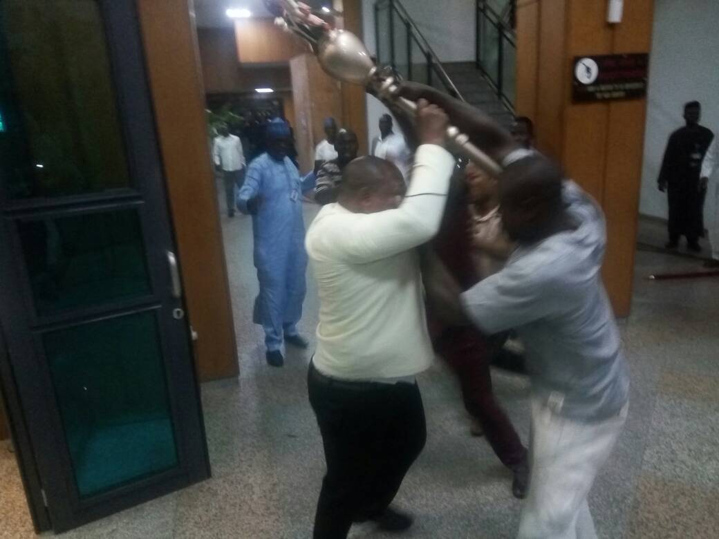 Breaking: Hoodlums invade NASS, seize Senateâs mace