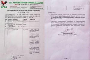 APGA disqualifies five aspirants from contesting Anambra governorship primaries