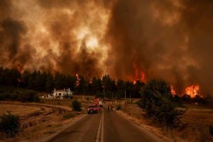 Wildfires continue to ravage Greek island of Evia