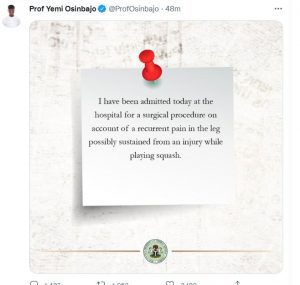 Vice President Osinbajo undergoes surgery for leg pain