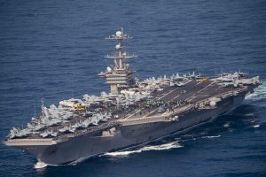 The aircraft carrier USS John C. Stennis (CVN 74) transits the Strait of Gibraltar