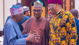 President Bola Tinubu, house speaker Tajudeen Abbas and deputy house speaker Ben Kalu