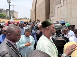 PHOTOS: Uba Sani, Emir Sanusi Arrive Abuja Ahead of El-Rufai's Mother's Burial