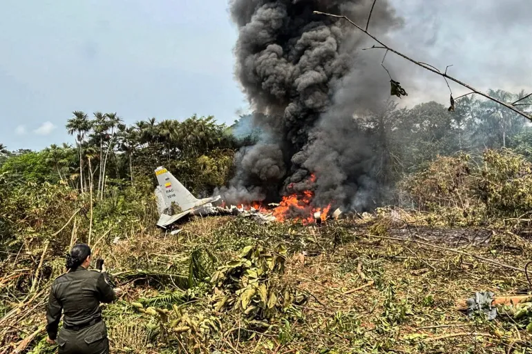 Panic as Colombian Airforce Plane Carrying 114 Soldiers Crashed Near Peru