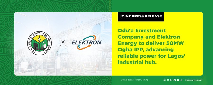Odu’a Investment, Elektron Partner on 50MW Power Plant In Lagos