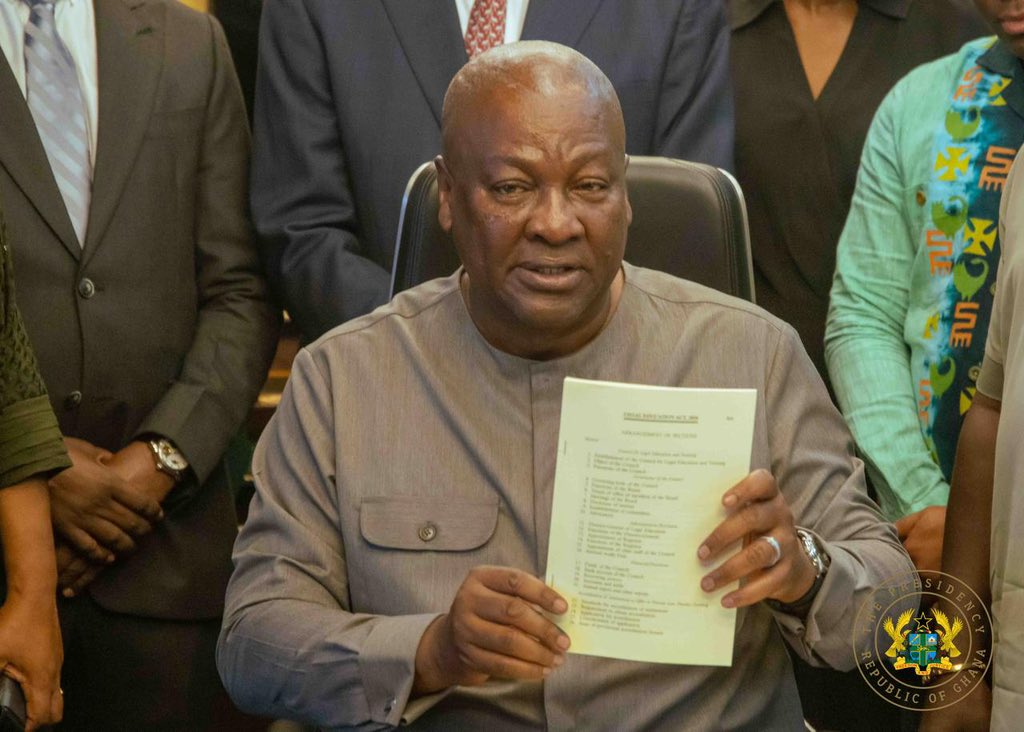 John Mahama Signs Three Key Bills To Strengthen Governance, Legal Education