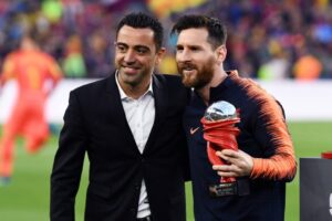 Xavi and Lionel Messi