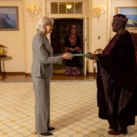 Femi Pedro presenting letter of credence to the Governor-General of Australia