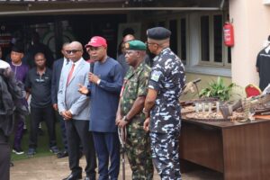 Mbah Inspects Arms Cache Seized From ESN Terrorist in Enugu