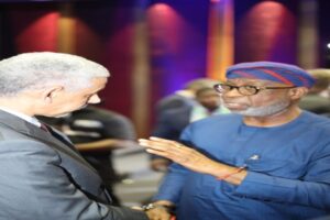 Nigeria’s Minister of Solid Minerals Development, Mr. Henry Dele Alake and Dr.  Sidi Ould Tah, President of the African Development Bank Group at the Ministerial Forum on Crotical Minerals, Value Chain and Beneficiation: Pathways for African Transformation held in Abidjan, Côte d’Ivoire.